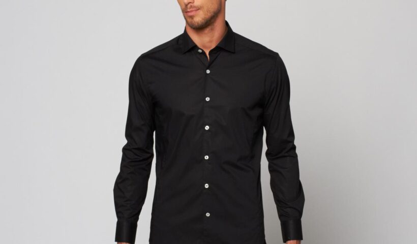 Black button up dress shirt mens